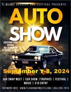 Ft Pierce Car Show, Burgers, BBQ & Blues Music Festival Set for September 7-8, 2024 Ft. Pierce, FL, 